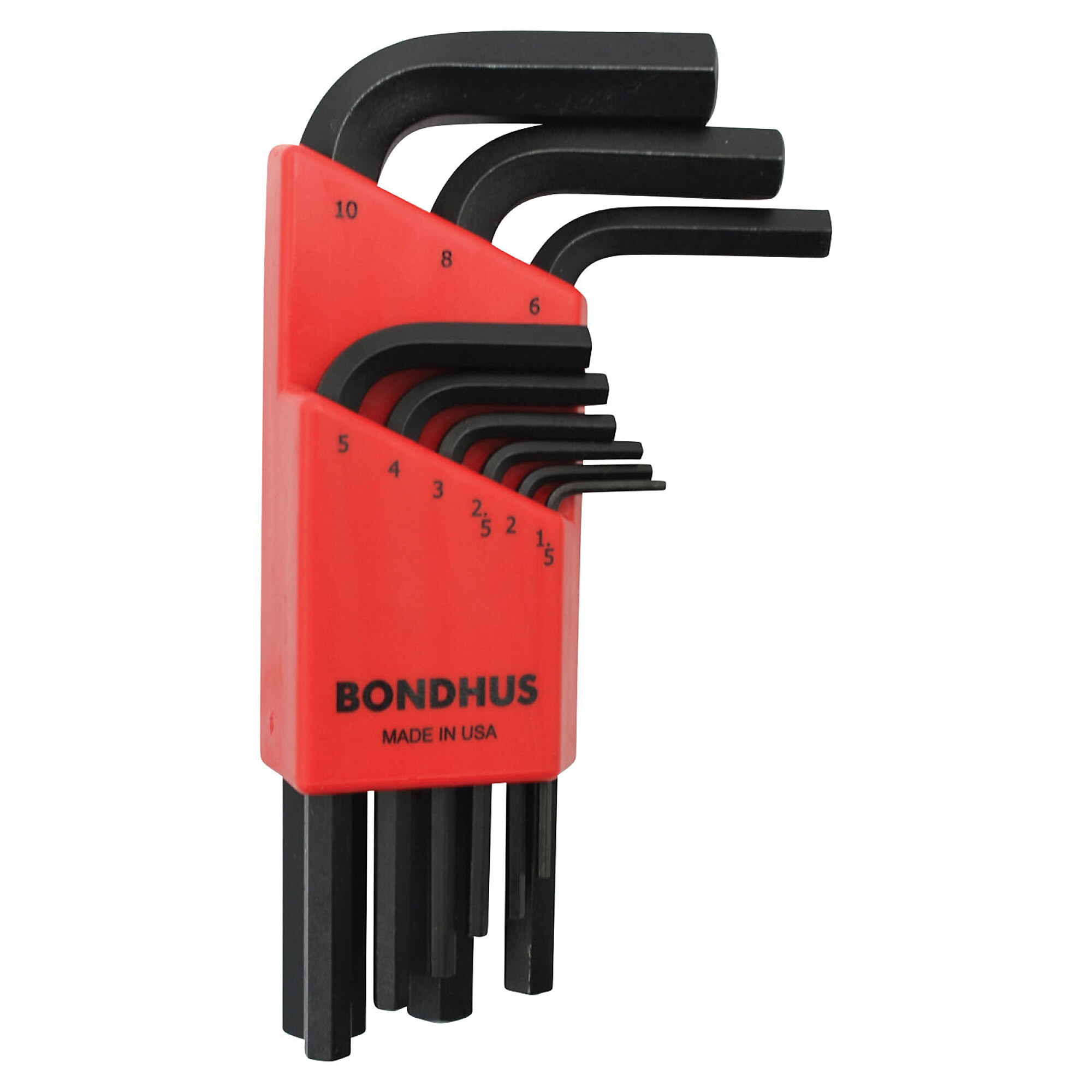 Bondhus Short Hex L-wrench Set of 9, 1.5-10mm, Model 12299